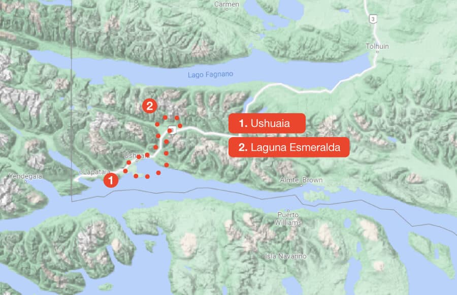 Original route map to Laguna Esmeralda