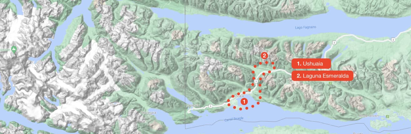 Original route map to Laguna Esmeralda